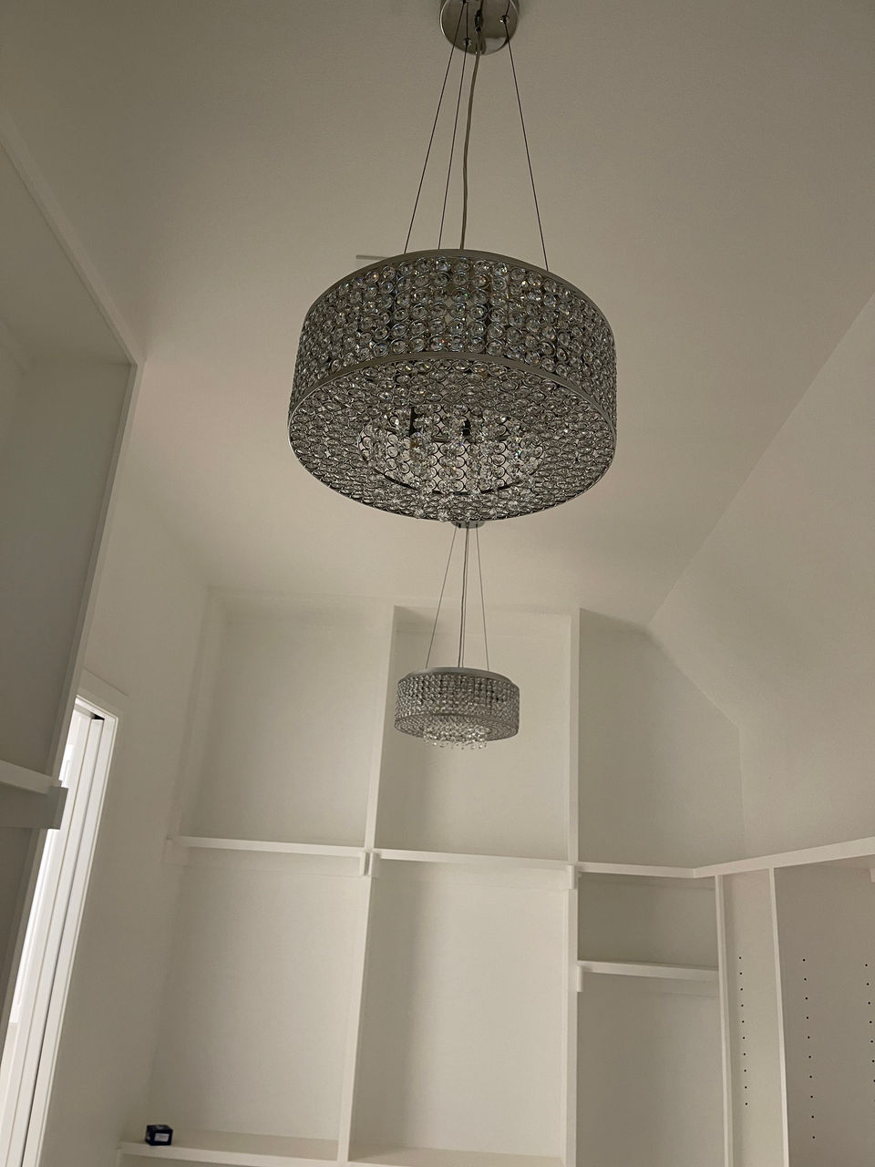 Textured hanging pendant light in a residential interior